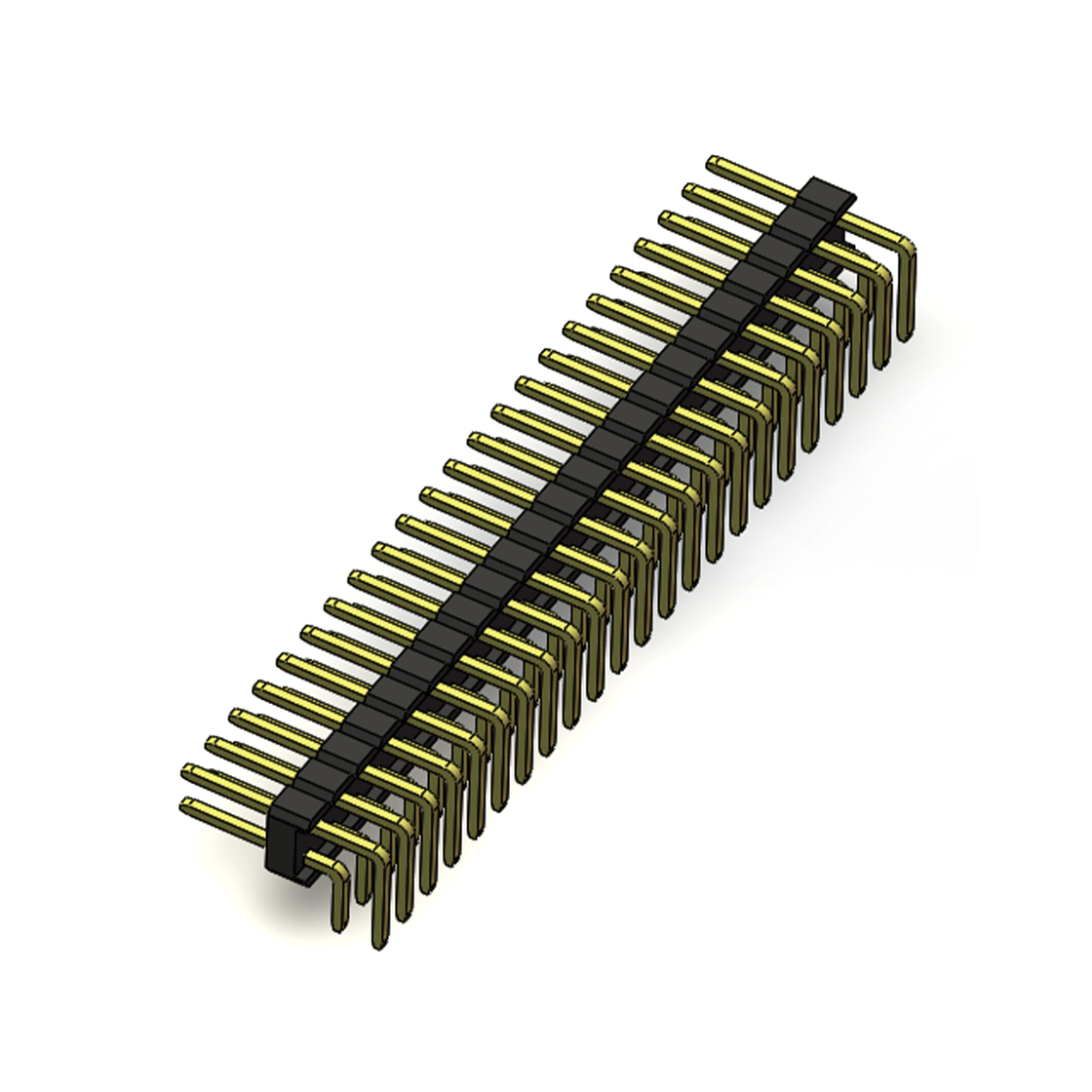 PH2541 排针连接器 Pitch 2.54mm 90°双排 DIP 单塑排针 PC:3.0 2X23Pin 黑色 镀全金G/F
